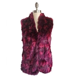 CYNTHIA STEFFE Mixed Berry Shades Faux Fur Vest | SZ M